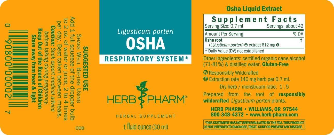Herb Pharm Osha Root Extract - 1 Ounce Bottle for Respiratory Health & Support