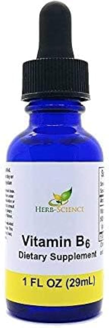 Herb-Science Liquid Vitamin B6 Drops - Pyridoxine Extract Supplement for Brain, Immunity, Heart Health - 500% DV, 36 Servings - 1 fl. oz.