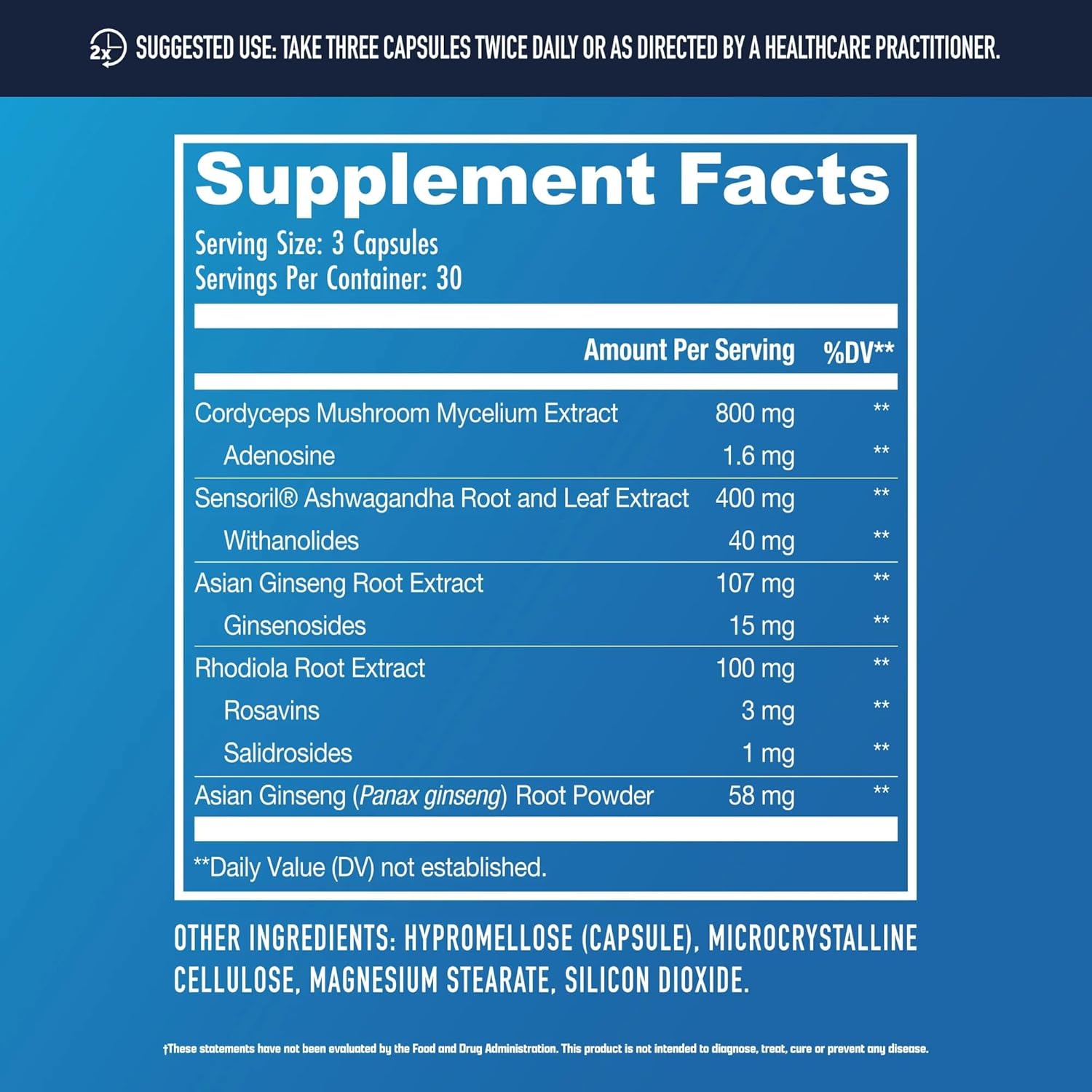 Herbal Adrena+ Adrenal Support Supplements for Women & Men - Improve Energy & Mood with Cordyceps & Ashwagandha - Non-GMO, Gluten Free