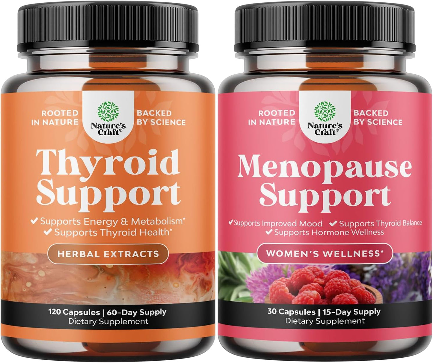 Herbal Adrenal and Thyroid Support Complex Bundle - Energy and Mood Enhancer for Thyroid Health and Menopause Symptoms