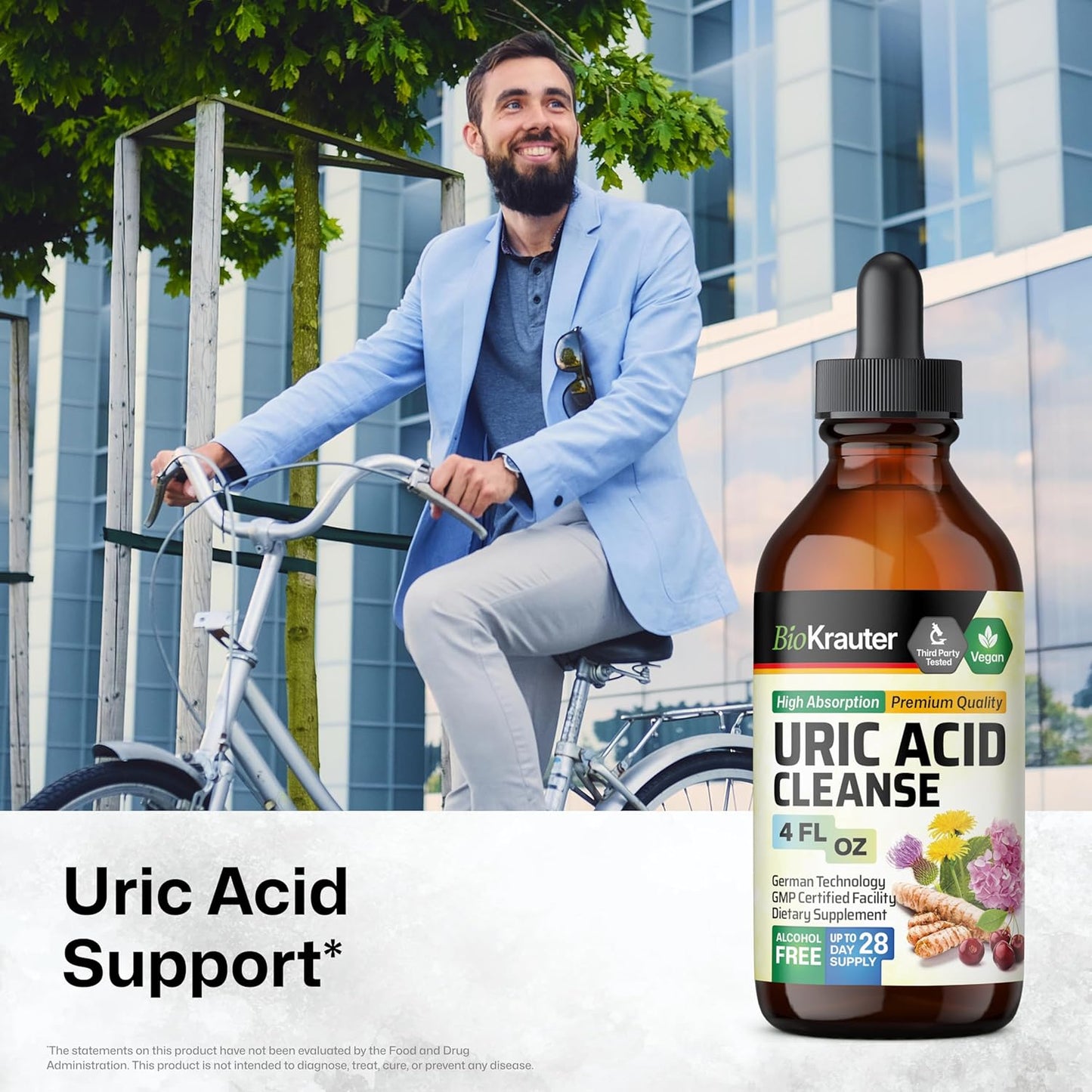 Herbal Adrenal and Uric Acid Support Tinctures - 4 Fl. Oz. Each