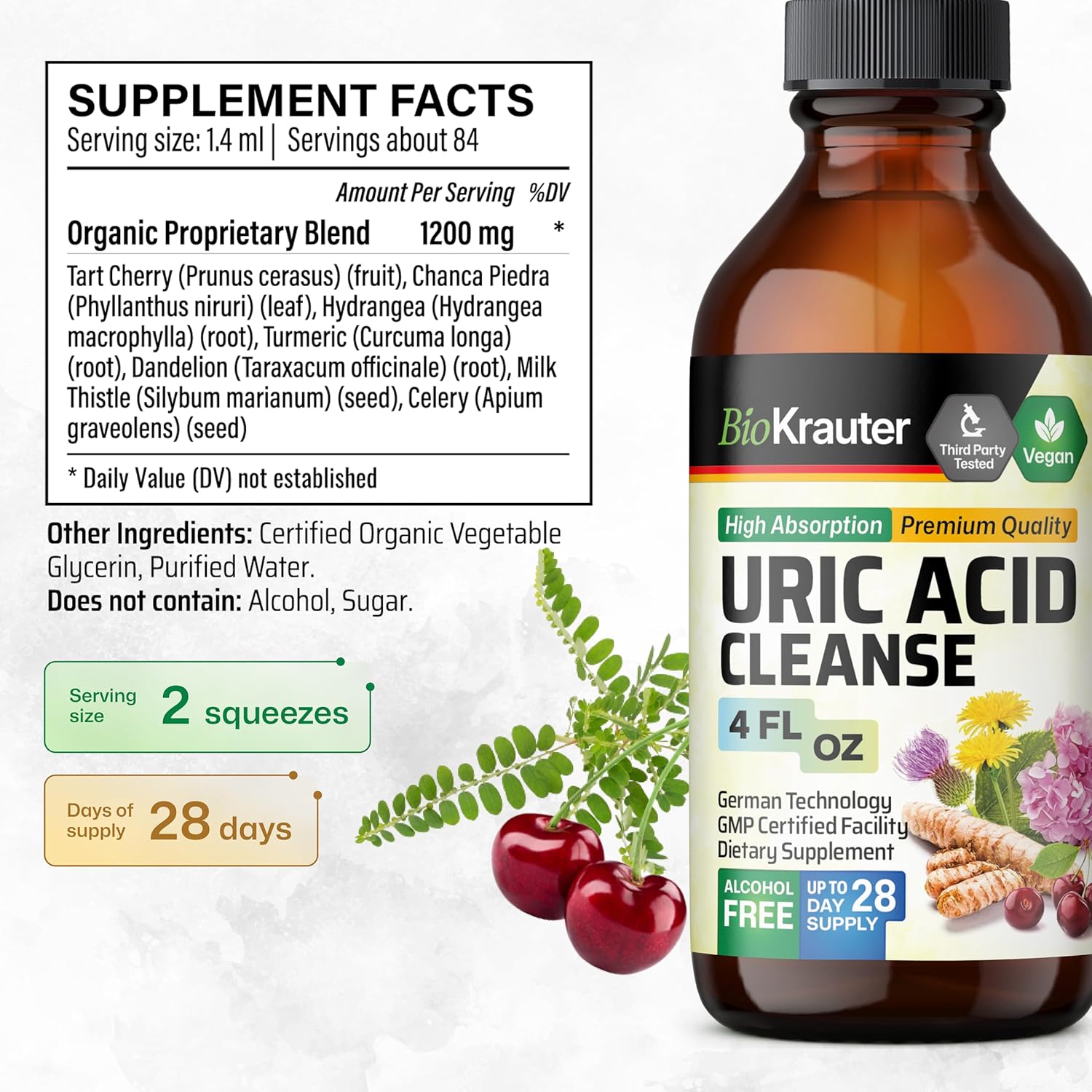 Herbal Adrenal and Uric Acid Support Tinctures - 4 Fl. Oz. Each