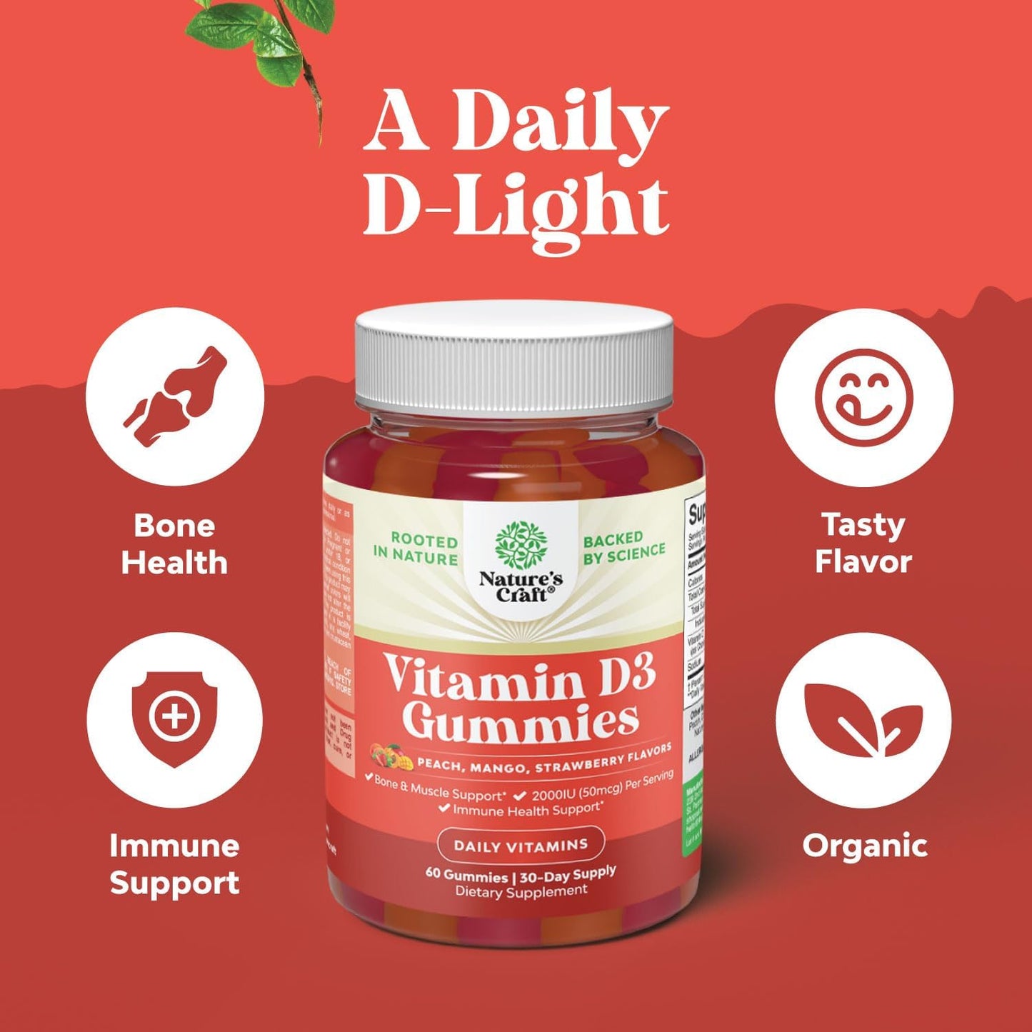 Herbal Adrenal & Thyroid Support Complex + Vitamin D3 Gummies - Mood & Energy Supplement for Thyroid Health, Bone & Immune Support