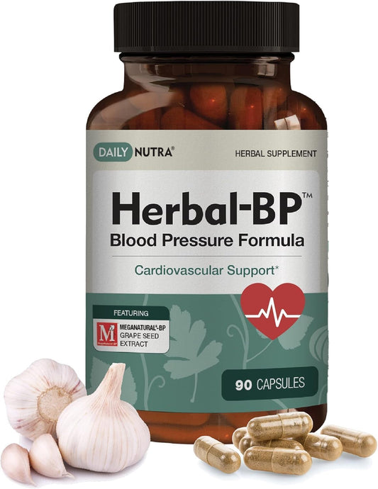 Herbal-BP Natural Blood Pressure Supplement with Grape Seed Extract - 90 Capsules for Circulatory Health