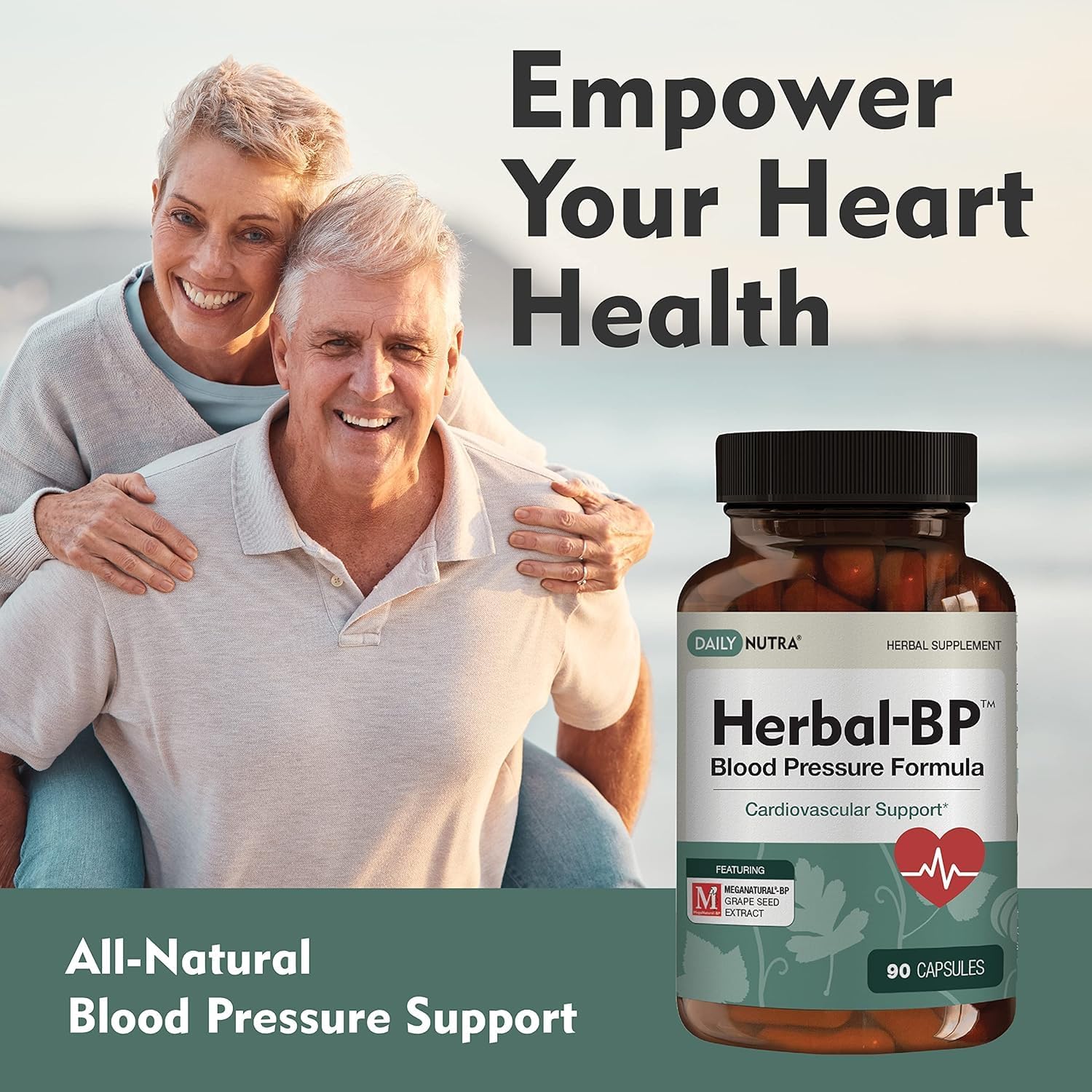 Herbal-BP Natural Blood Pressure Supplement with Grape Seed Extract - 90 Capsules for Circulatory Health