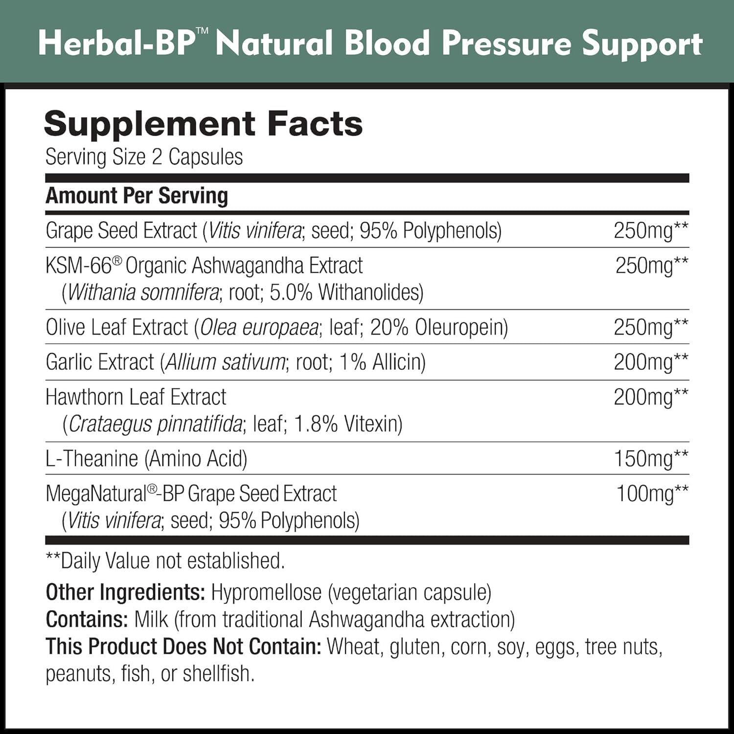 Herbal-BP Natural Blood Pressure Supplement with Grape Seed Extract - 90 Capsules for Circulatory Health