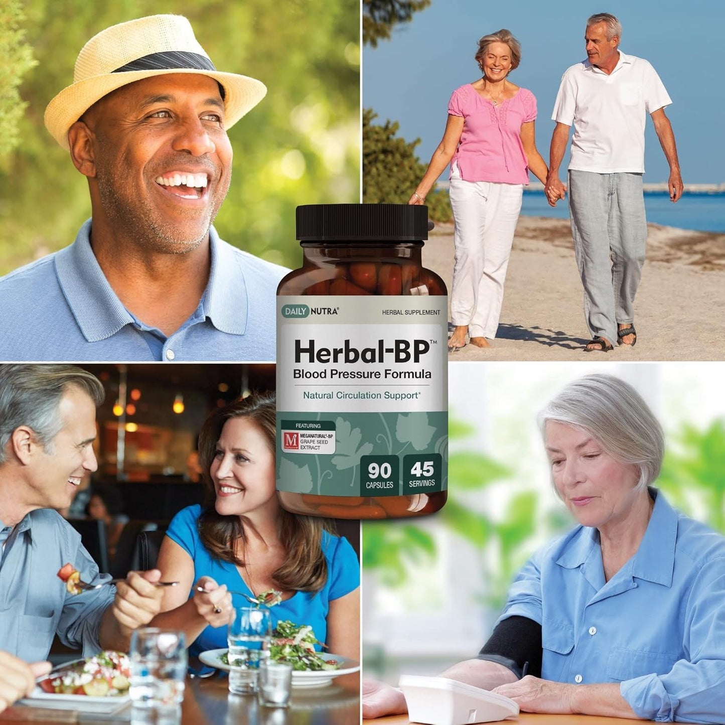Herbal-BP Natural Blood Pressure Supplement with Grape Seed Extract - 90 Capsules for Circulatory Health