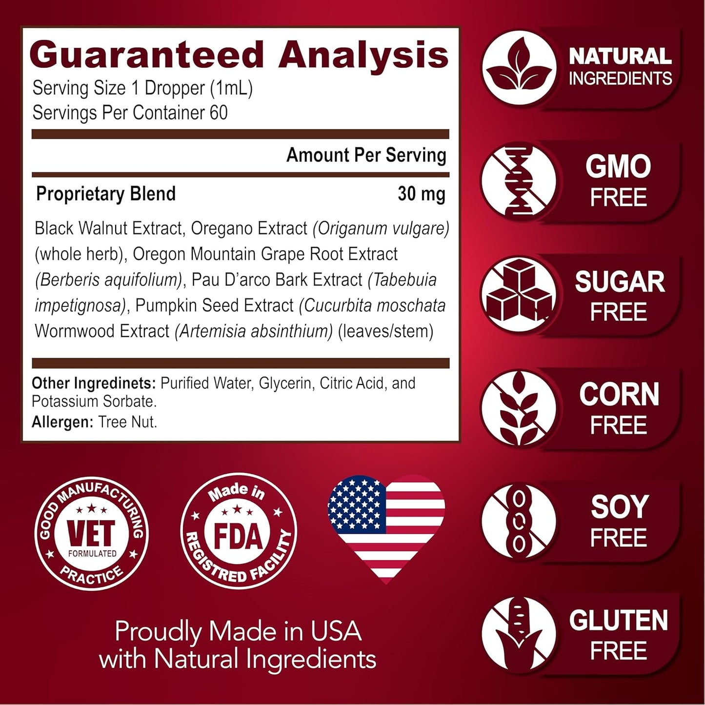 Herbal Broad Spectrum Intestinal Defense Liquid Supplement for Cats & Dogs - USA Made Digestive Support - Removes Parasites & Toxins - Natural Puppy & Kitten Medication