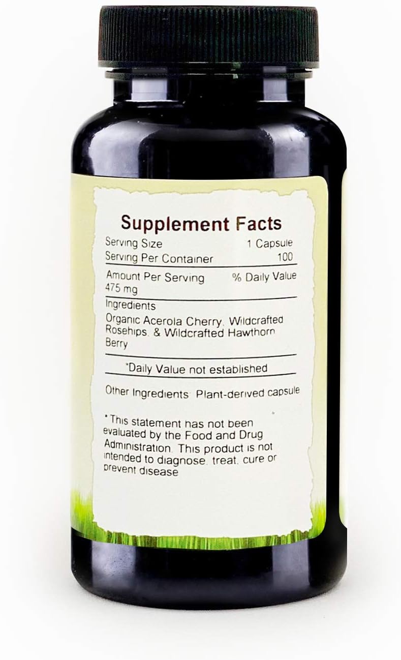 Herbal C Capsules - Vitamin C Supplements for Immune Support and Antioxidant Boost - 100 ct Bottle