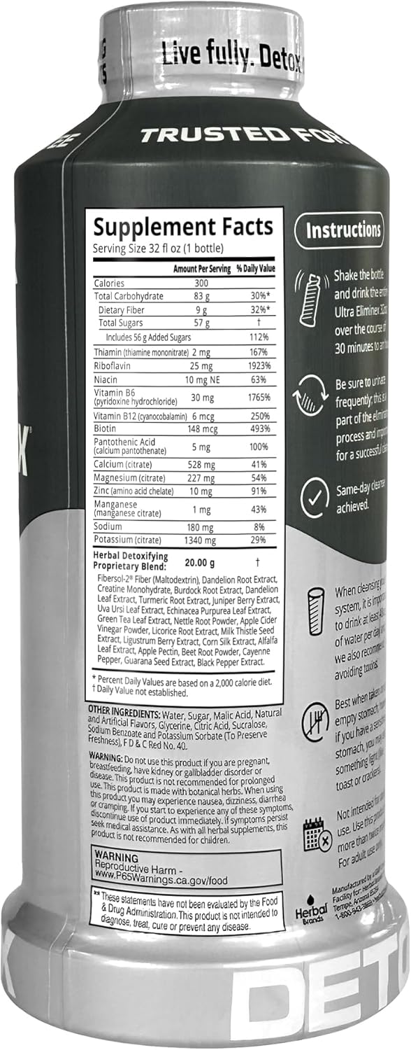 Herbal Clean Ultra Eliminex Premium Same-Day Detox Cleanse Tropical Fruit 32 fl oz