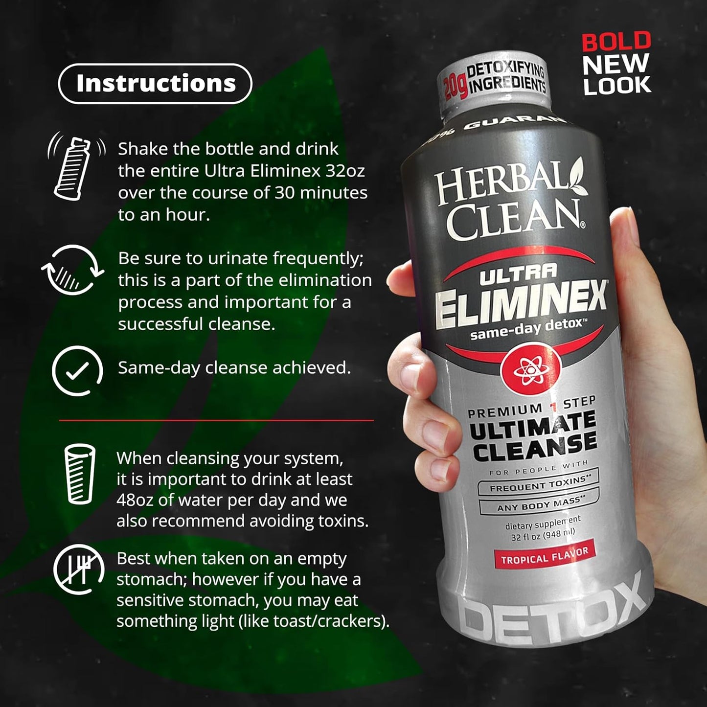 Herbal Clean Ultra Eliminex Premium Same-Day Detox Cleanse Tropical Fruit 32 fl oz