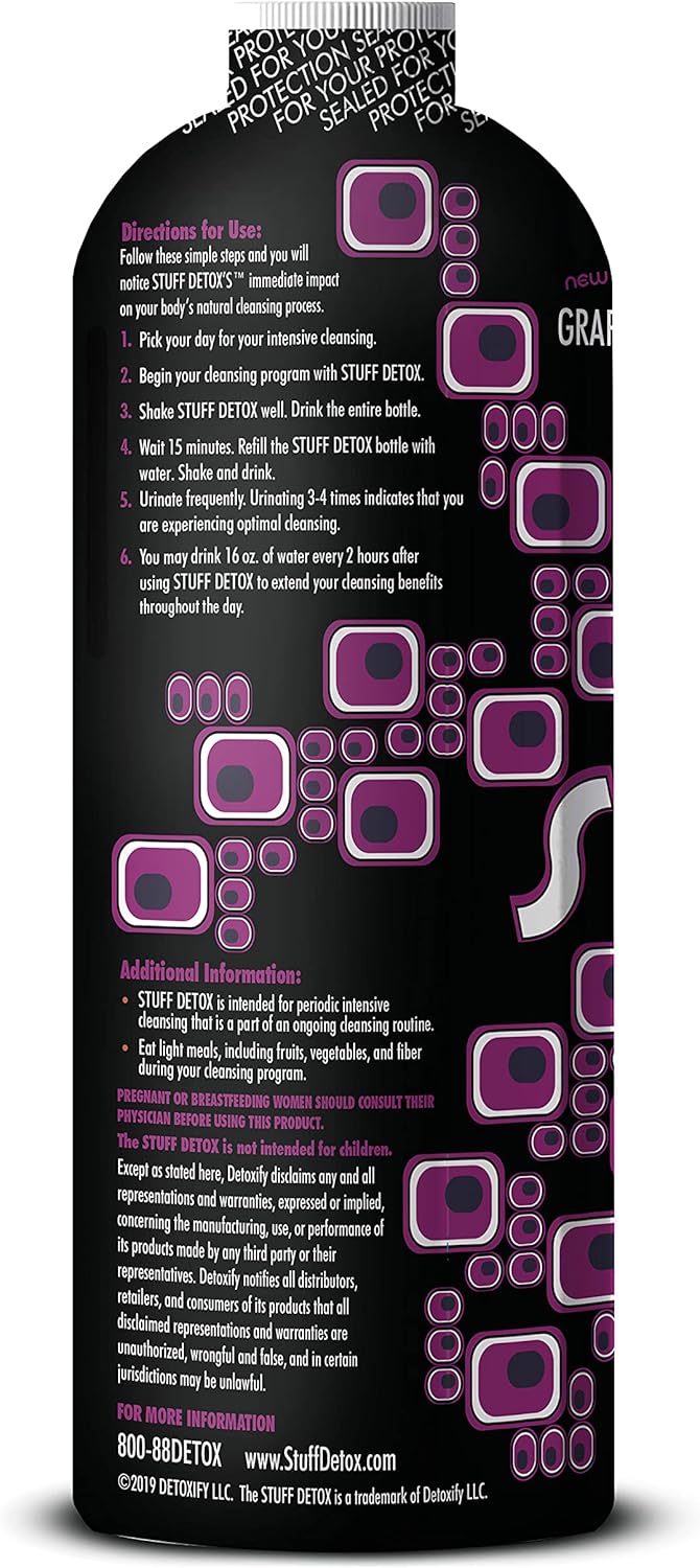 Herbal Cleanse Detox Drink - Full Body Cleanse for Women and Men - Same Day Results - Grape Flavor - 16 oz