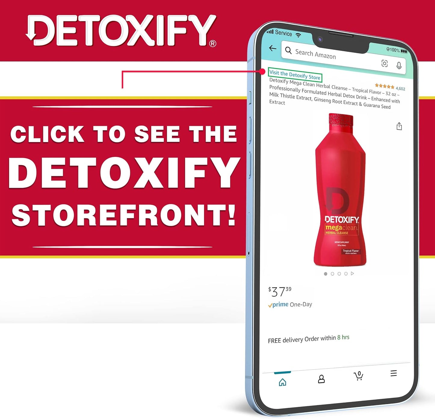 Herbal Cleanse Detox Drink - Full Body Cleanse for Women and Men - Same Day Results - Grape Flavor - 16 oz