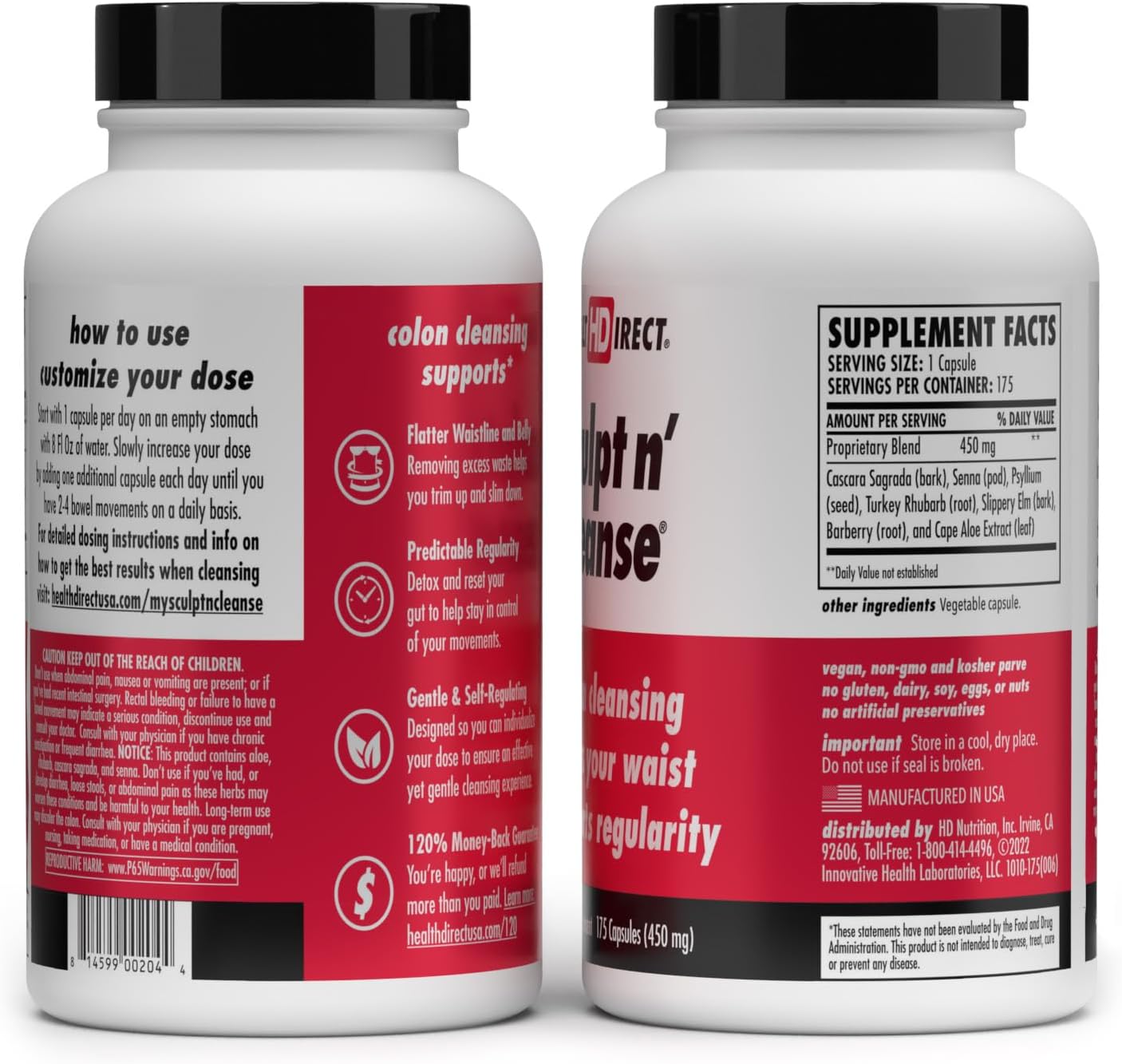 Herbal Colon Cleanse Supplement for Digestive Health & Regularity - Natural Detox & Gut Flush - 175 Veggie Capsules by HEALTH DIRECT - BoostGo Australia
