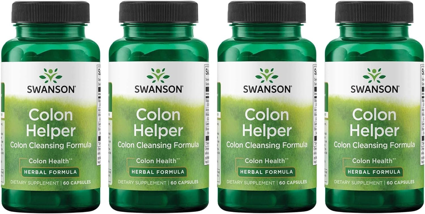 Herbal Colon Health Supplement with Vervain, Goldenseal Root, Slippery Elm Bark - Supports Digestive System and Regular Elimination - 60 Capsules, 4-Pack