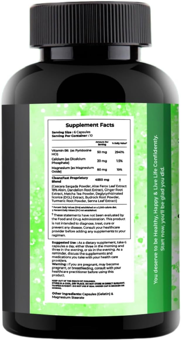 Herbal Detox Cleanse Capsules for Bloating Reduction and Regularity Restoration, Overnight Constipation Relief, Soy, Dairy, Gluten-Free - 10 Day Supply