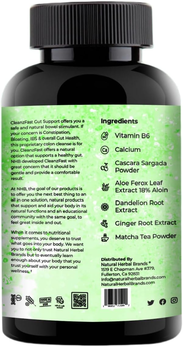 Herbal Detox Cleanse Capsules for Bloating Reduction and Regularity Restoration, Overnight Constipation Relief, Soy, Dairy, Gluten-Free - 10 Day Supply