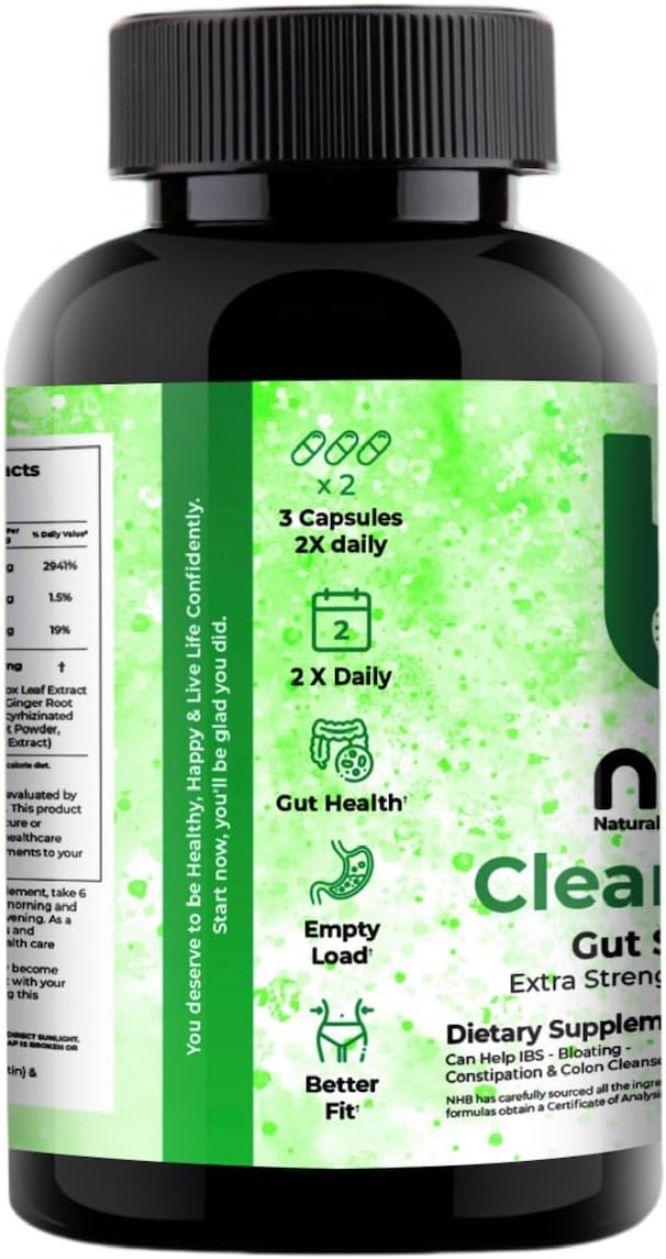 Herbal Detox Cleanse Capsules for Bloating Reduction and Regularity Restoration, Overnight Constipation Relief, Soy, Dairy, Gluten-Free - 10 Day Supply