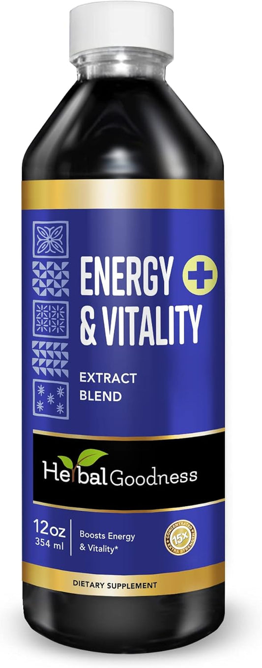 Herbal Goodness Energy and Vitality 12oz - Herbal Blend for Energy Boost and Muscle Support - Energy Supplement for Men and Women