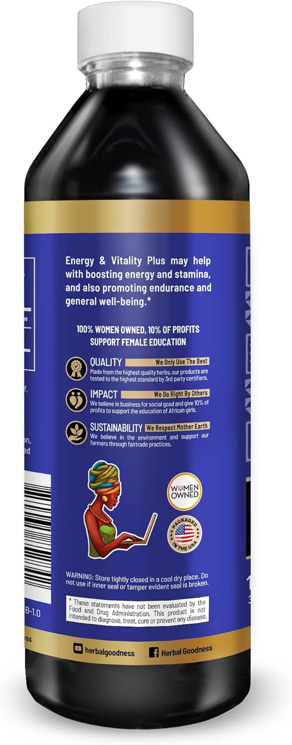 Herbal Goodness Energy and Vitality 12oz - Herbal Blend for Energy Boost and Muscle Support - Energy Supplement for Men and Women
