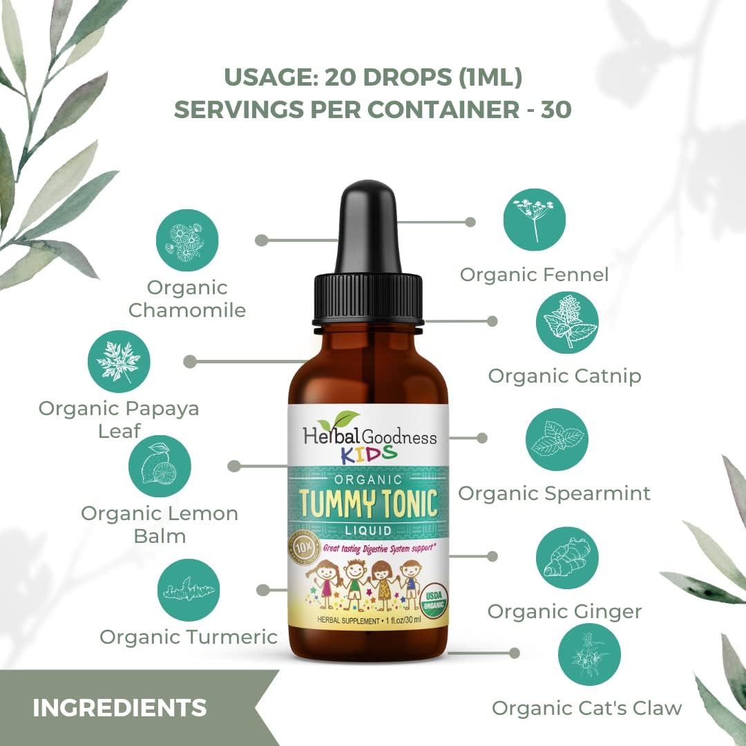 Herbal Goodness Kids Tummy Support Liquid Extract - 1oz Digestive System Supplement