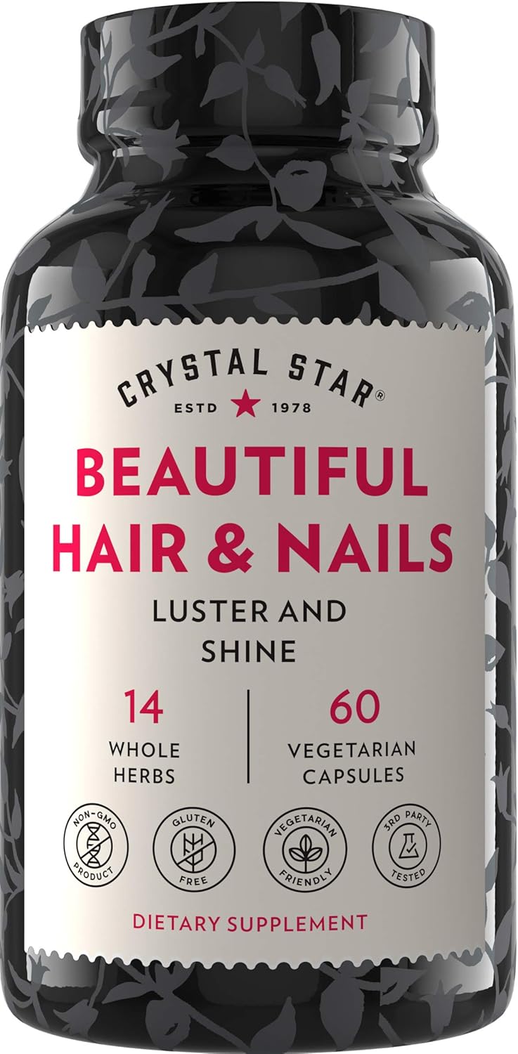 Herbal Hair & Nail Supplement Capsules for Stronger, Thicker Hair - Horsetail, Nettle, Alfalfa - Non-GMO Formula - 60 Count