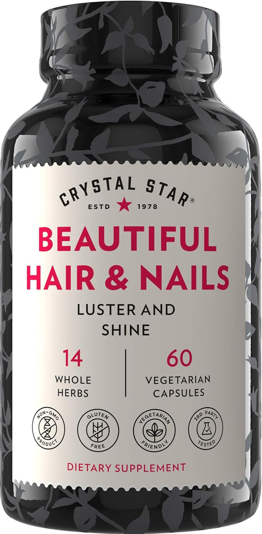 Herbal Hair & Nail Supplement Capsules for Stronger, Thicker Hair - Horsetail, Nettle, Alfalfa - Non-GMO Formula - 60 Count