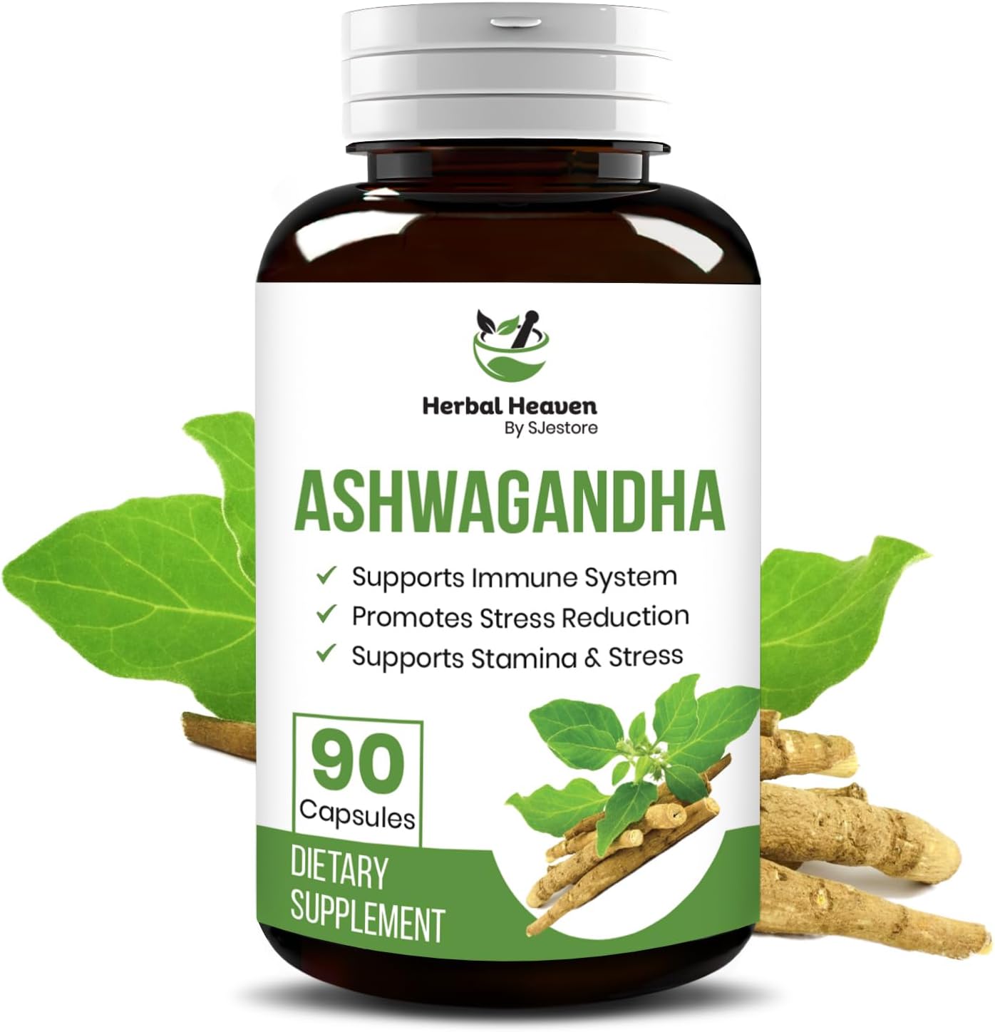Herbal Heaven Ashwagandha Capsules 90 Count - Boost Overall Wellbeing with Ashwagandha Powder Capsules
