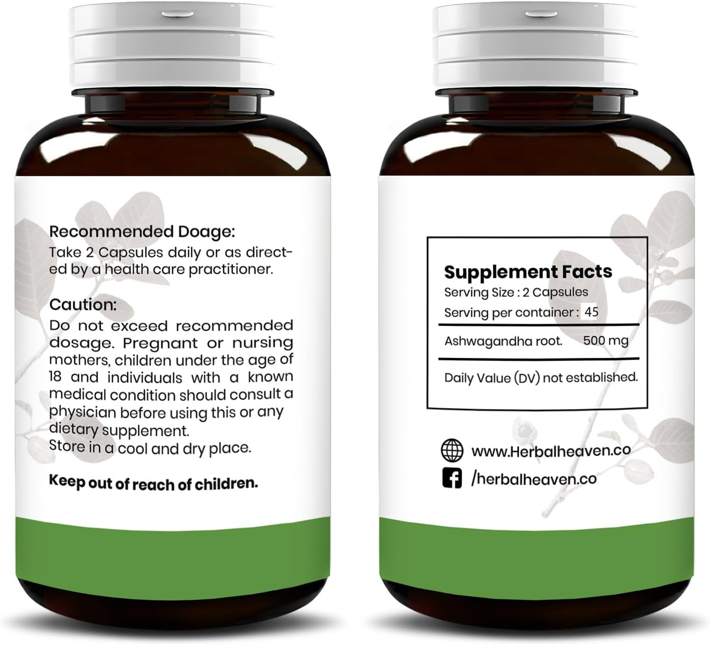 Herbal Heaven Ashwagandha Capsules 90 Count - Boost Overall Wellbeing with Ashwagandha Powder Capsules