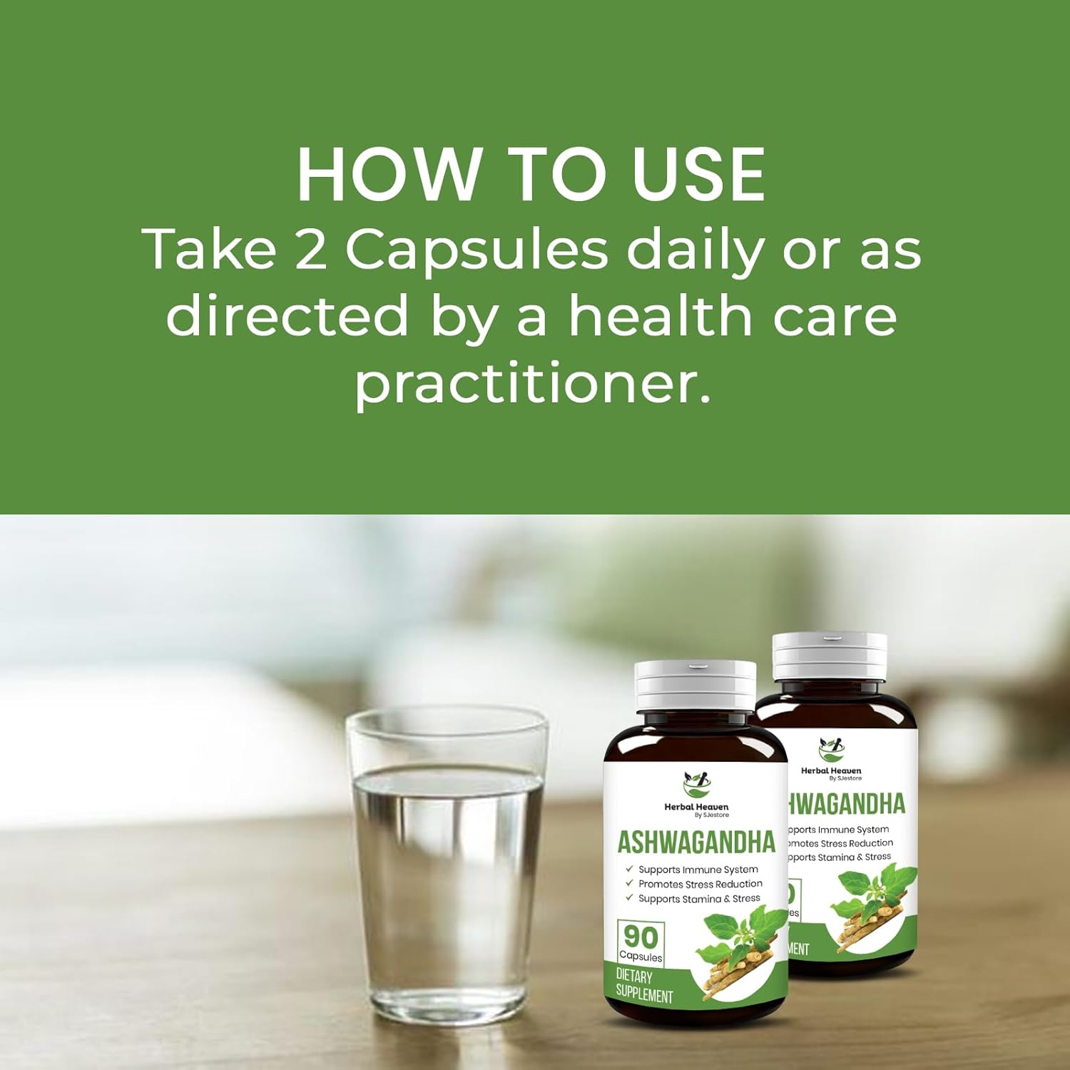 Herbal Heaven Ashwagandha Capsules 90 Count - Boost Overall Wellbeing with Ashwagandha Powder Capsules