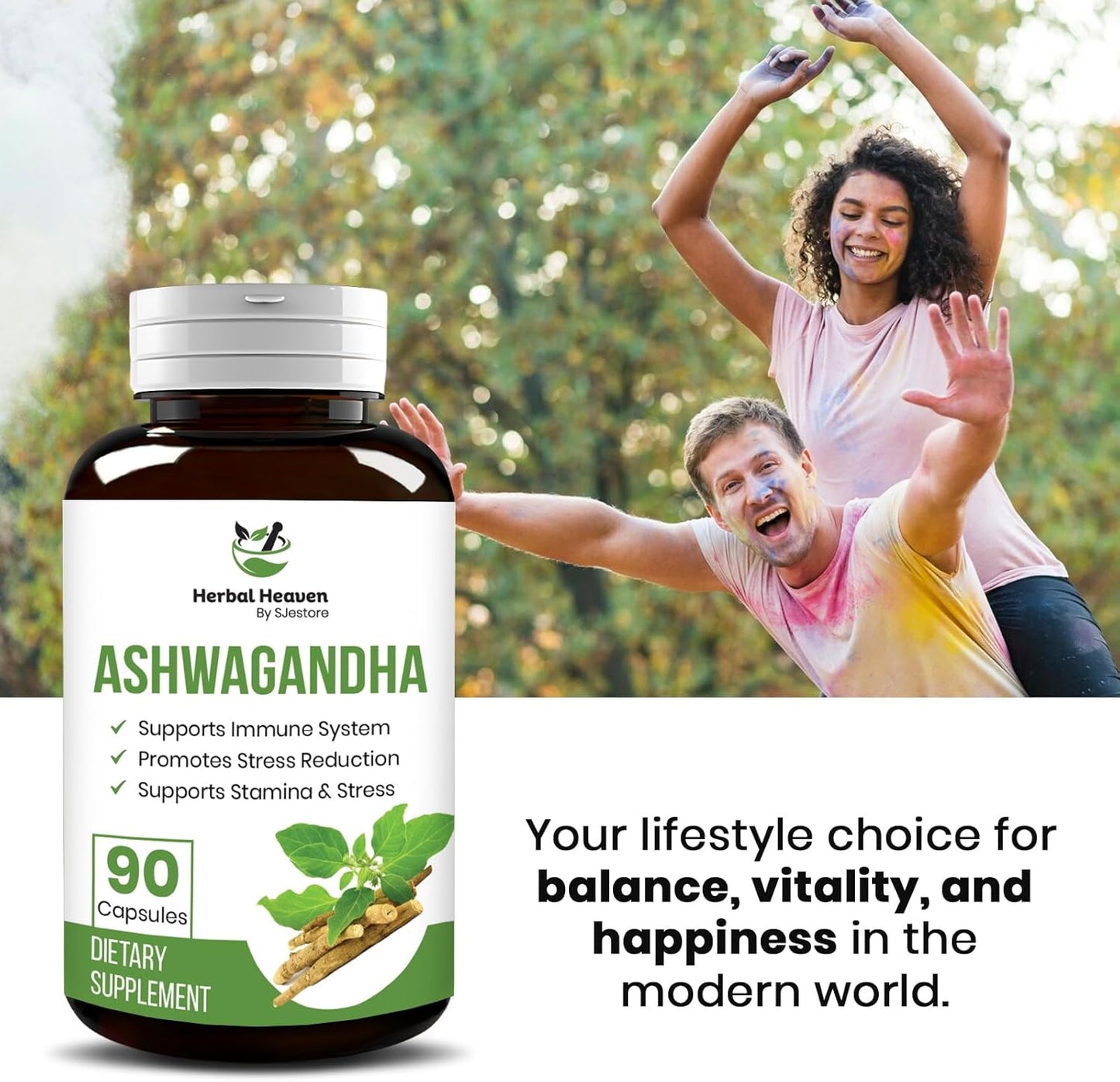 Herbal Heaven Ashwagandha Capsules 90 Count - Boost Overall Wellbeing with Ashwagandha Powder Capsules