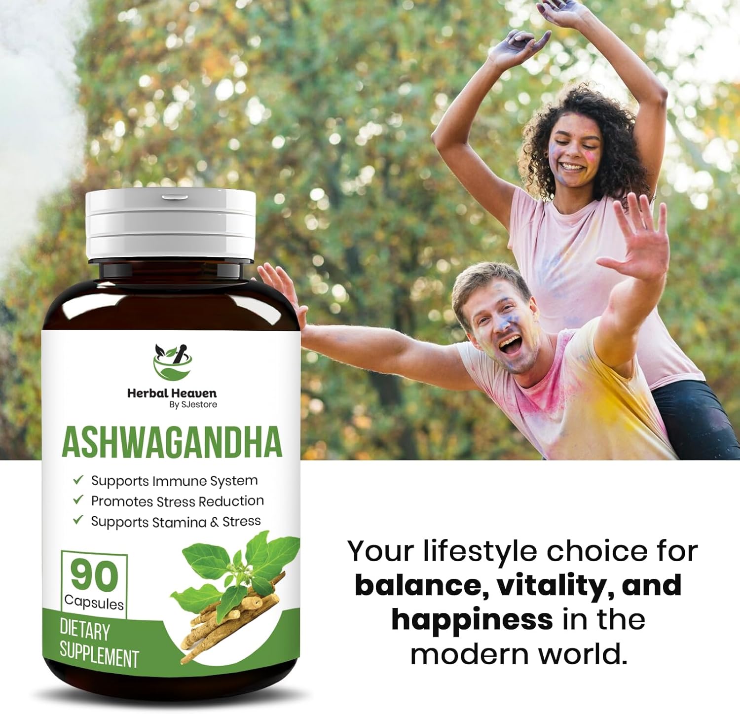 Herbal Heaven Ashwagandha Capsules 90 Count - Boost Overall Wellbeing with Ashwagandha Powder Capsules