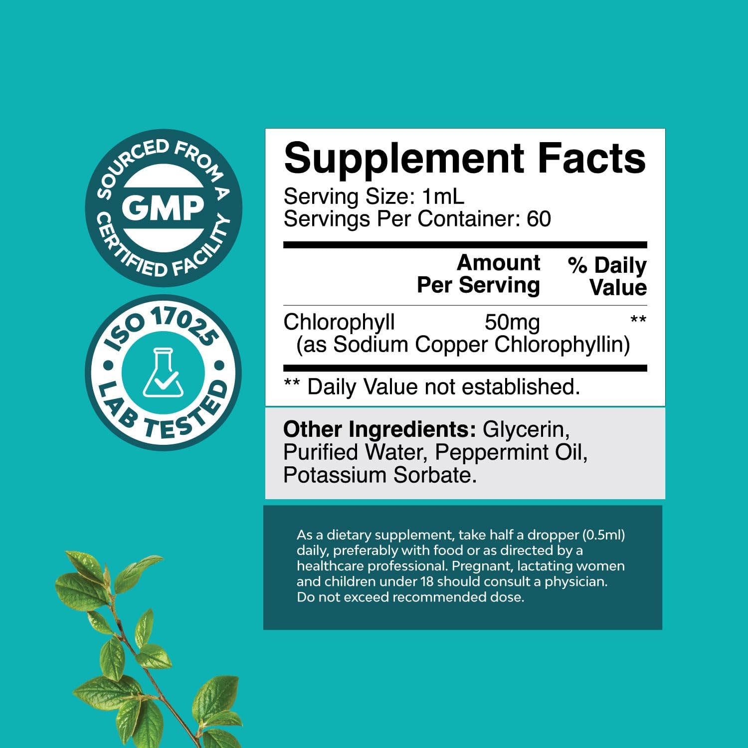 Herbal Laxative Capsules with Probiotics and Chlorophyll Drops - Natural Colon Detox Support System - Mint Flavored Digestive Aid