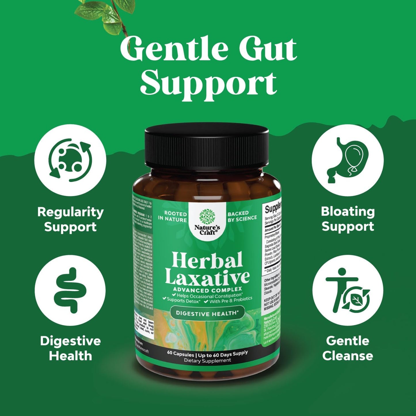 Herbal Laxative Capsules with Probiotics for Colon Detox & Liver Support - Natural Digestive and Detox Formula with Milk Thistle