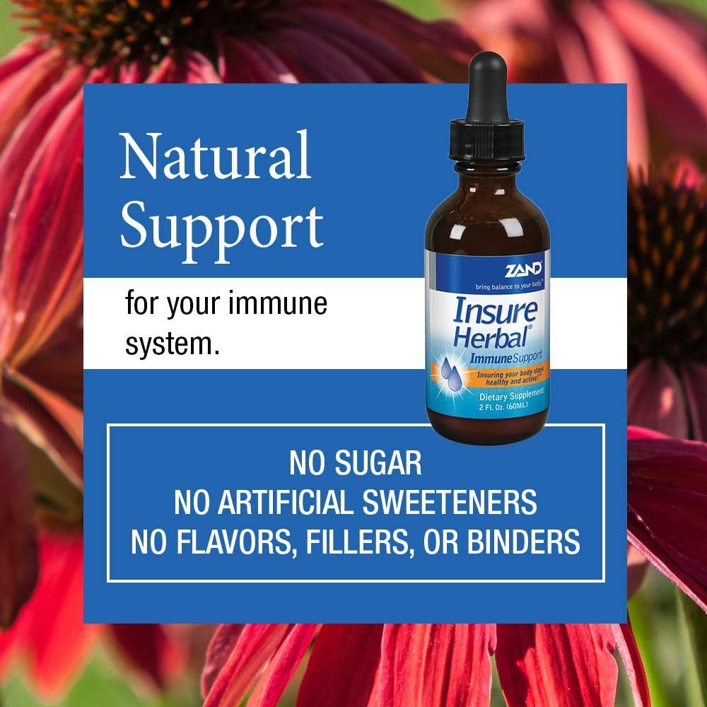 Herbal Liquid Echinacea Supplement with Elderberry, Chamomile, Ginger & Valerian for Immune Support (2oz) - Zand Insure