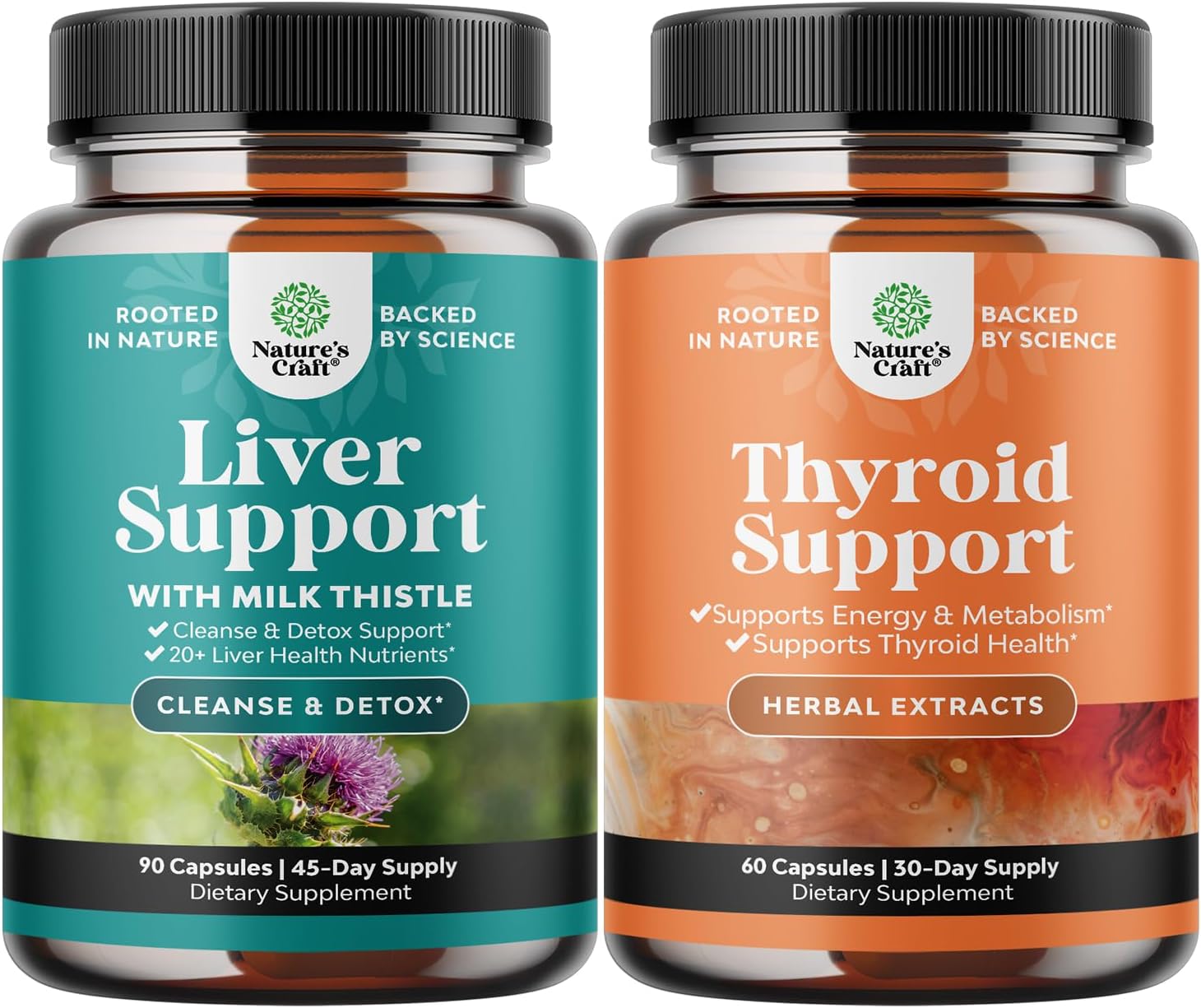 Herbal Liver and Thyroid Support Bundle - Natural Detox and Repair Formula for Energy and Mood - Herbal Supplements for Optimal Liver and Thyroid Health