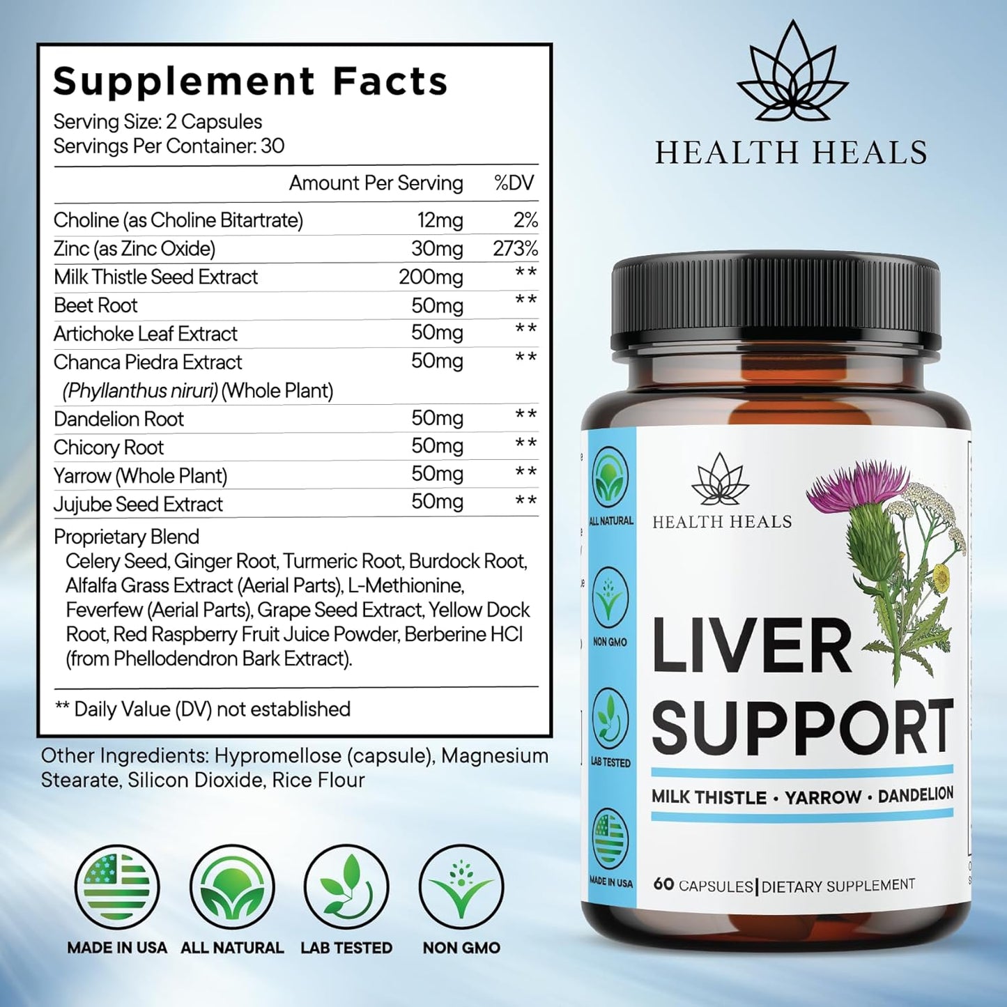 Herbal Liver Support Supplement - Liver Cleanse & Repair Formula with Milk Thistle, Dandelion Root, Turmeric, Artichoke Extract - 180 Count