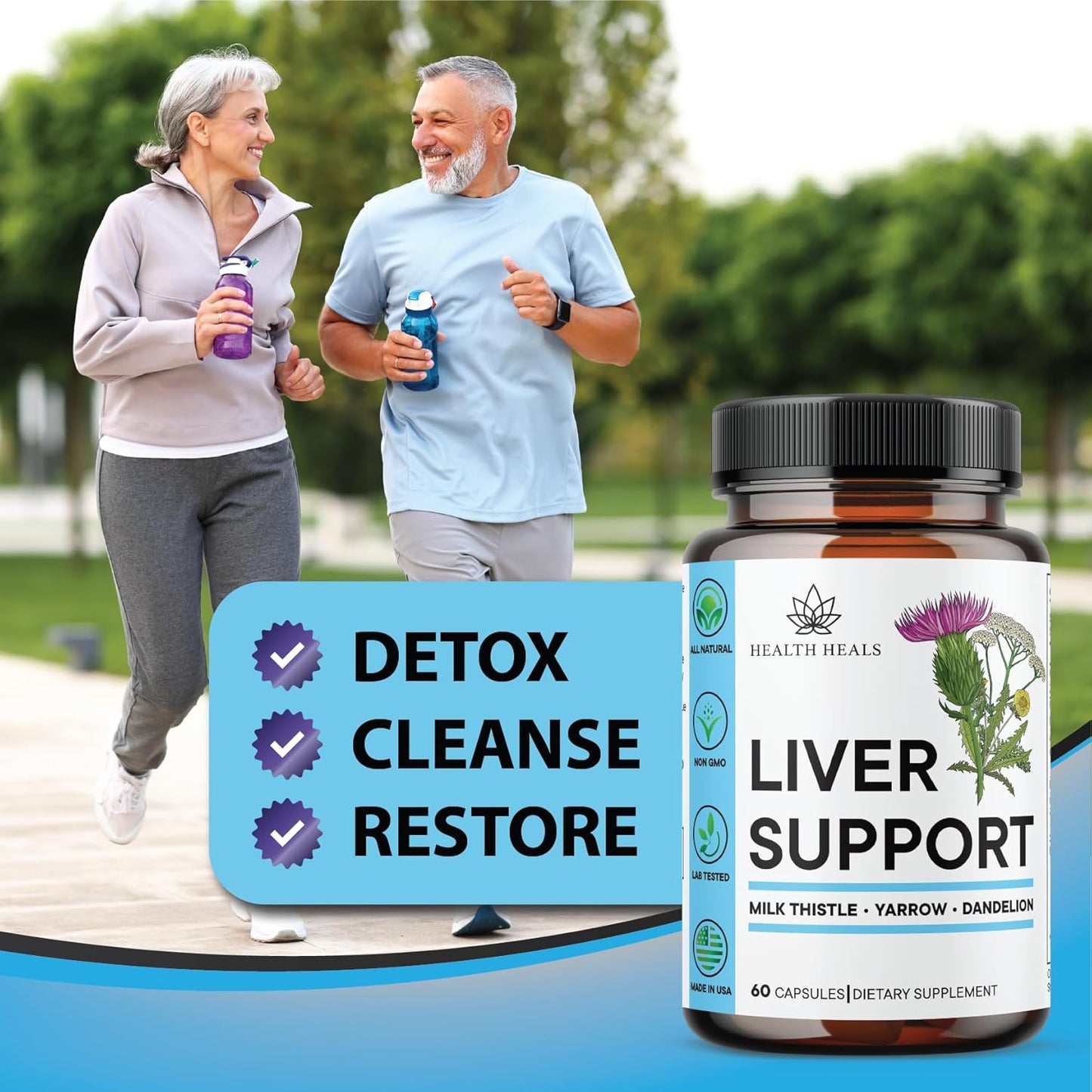 Herbal Liver Support Supplement - Liver Cleanse & Repair Formula with Milk Thistle, Dandelion Root, Turmeric, Artichoke Extract - 180 Count