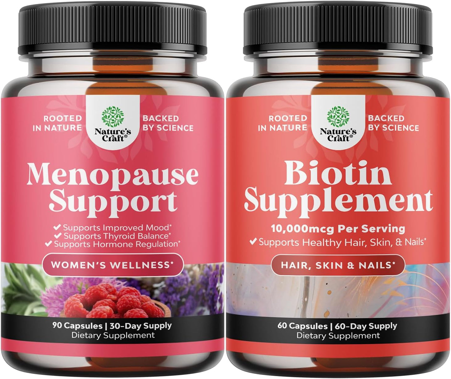 Herbal Menopause Supplement for Night Sweats & Mood with Dong Quai, Vitex, & Biotin - Stop Hair Loss & Support Women's Health