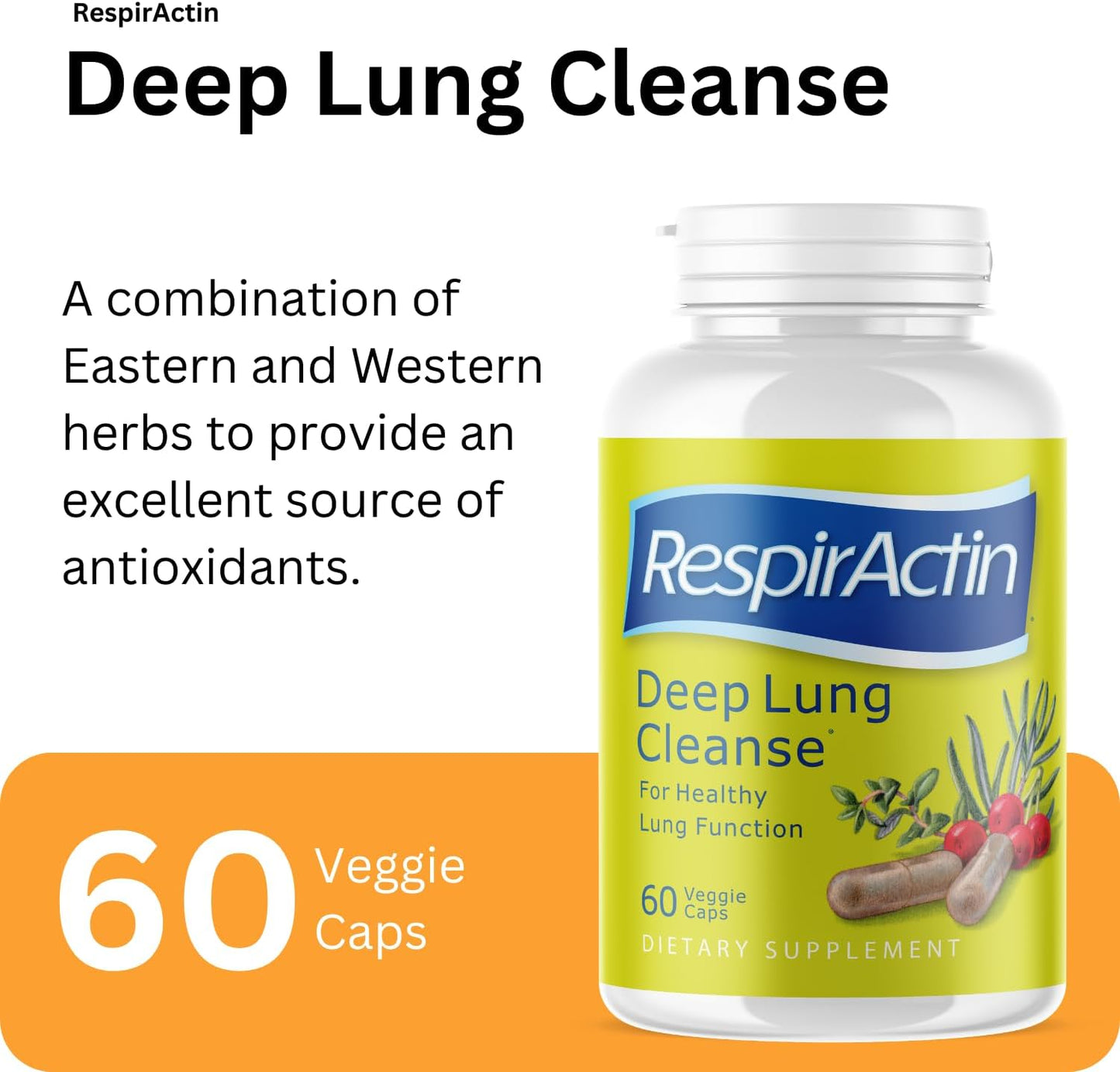 Herbal Respiratory Supplements for Clearer Breathing - Deep Lung Cleanse Capsules for Respiratory System Support