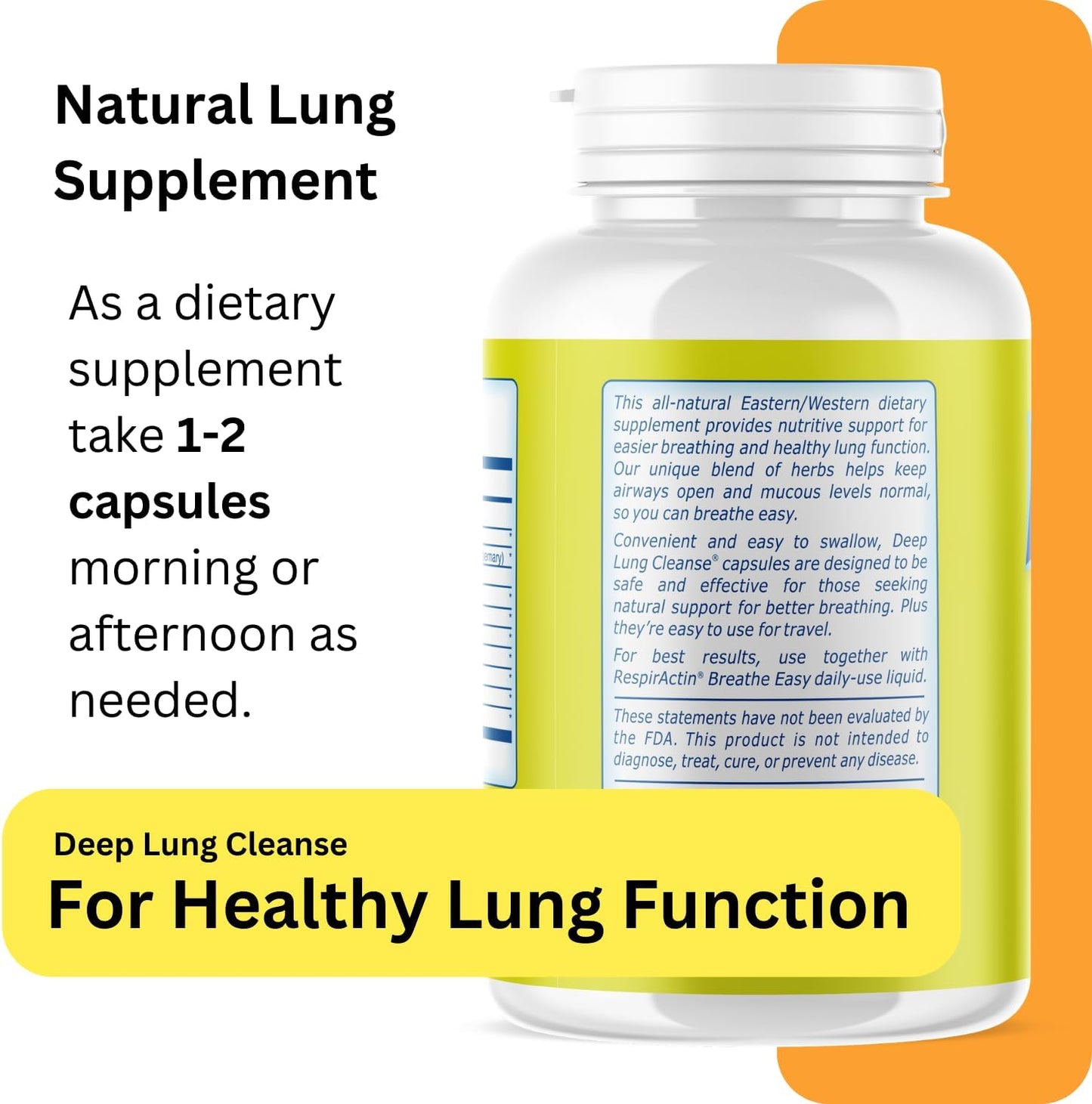 Herbal Respiratory Supplements for Clearer Breathing - Deep Lung Cleanse Capsules for Respiratory System Support