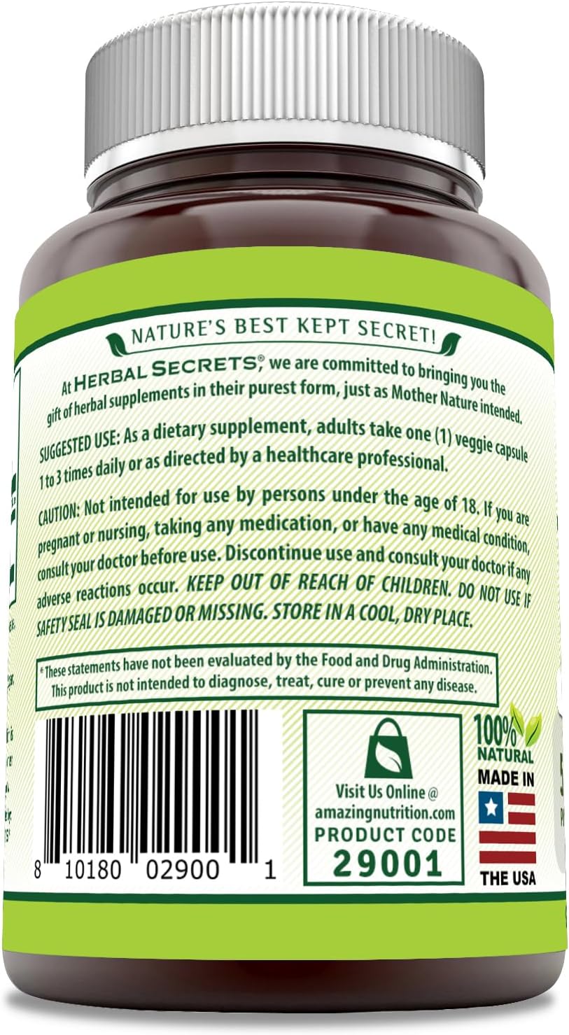 Herbal Secrets Bacopa Powder 500 Mg - 90 Veggie Capsules - Non-GMO - Gluten-Free - USA Made - Herbal Brain Health Supplement