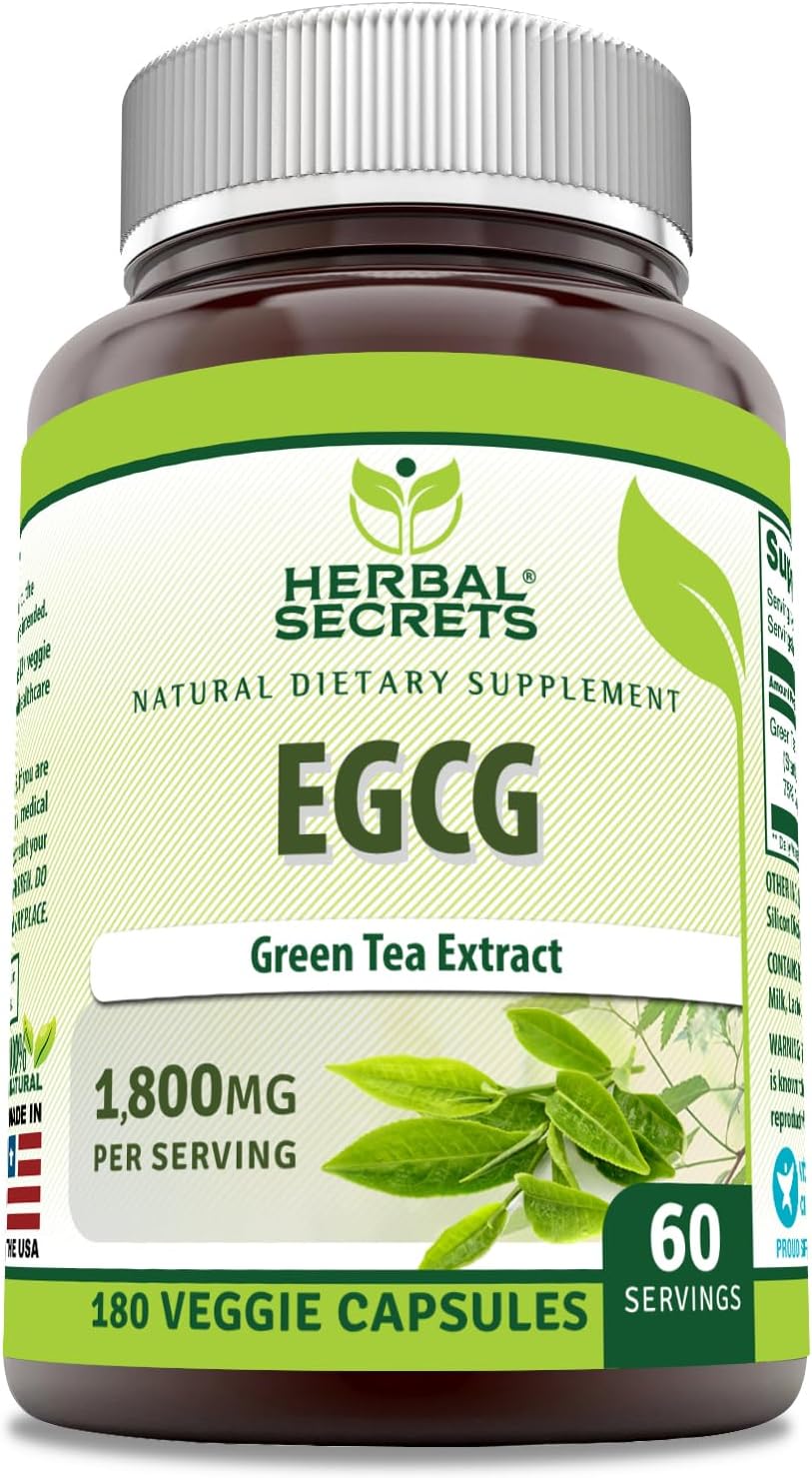 Herbal Secrets EGCG Green Tea Extract 1800mg Veggie Capsules - Non-GMO Gluten Free Supplement, USA Made - 1 Pack, 180 Count