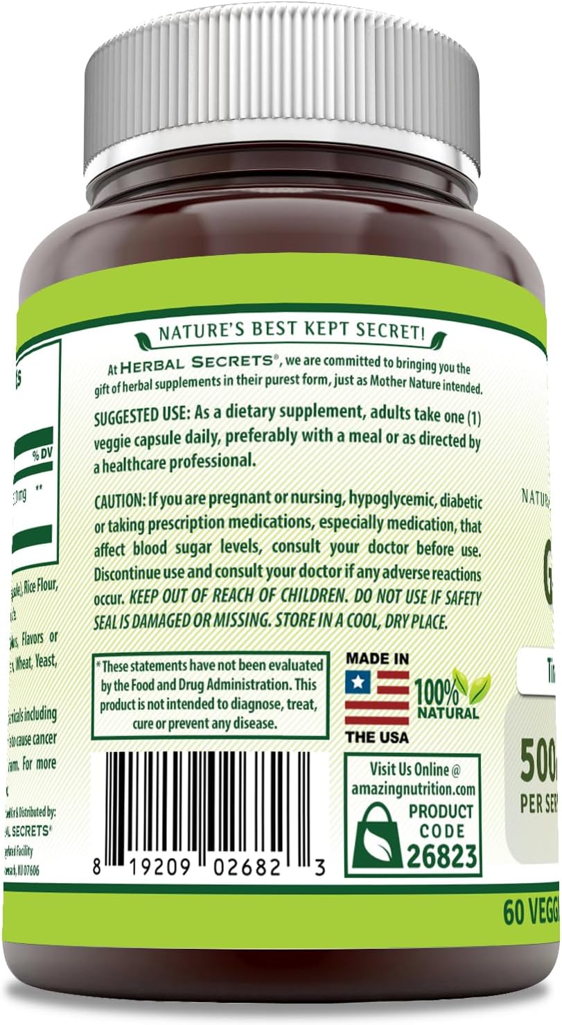 Herbal Secrets Guduchi (Tinospora Cordifolia) 500mg Supplement - 60 Veggie Capsules - Non-GMO, Gluten Free - USA Made