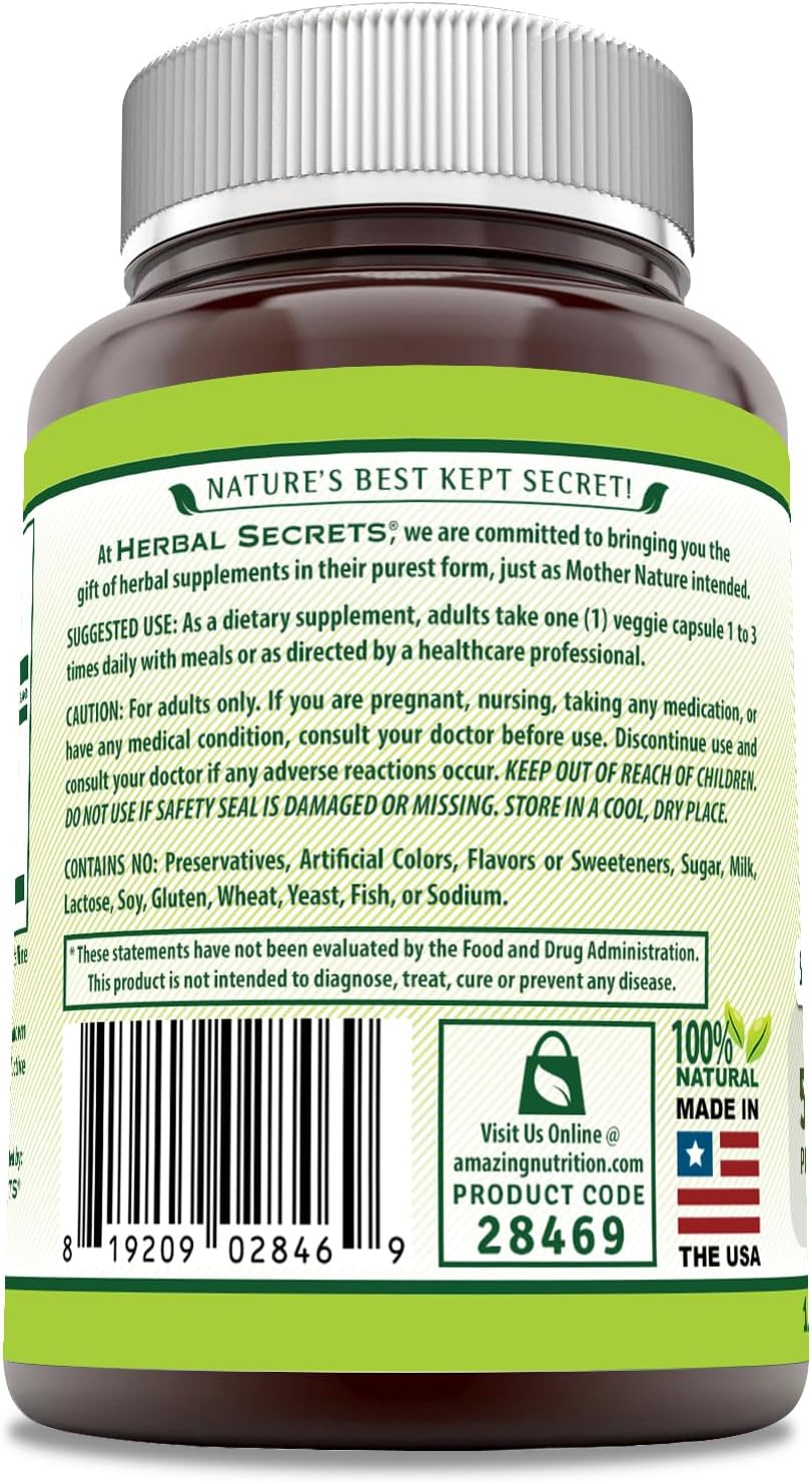 Herbal Secrets Gymnema Supplement 120 Veggie Capsules - 500 Mg Per Serving - Non-GMO & Gluten Free - USA Made