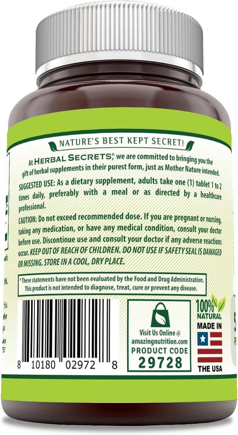 Herbal Secrets Maca Supplement 500mg - 120 Tablets, Non-GMO, Gluten Free, USA-Made