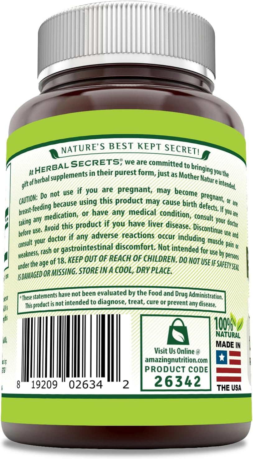 Herbal Secrets Red Yeast Rice Supplement 1200mg, 240 Veggie Capsules - Non-GMO, Gluten Free, USA Made