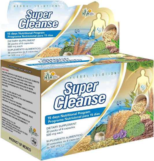 Herbal Solutions Super Cleanse: 15-Day Extra Strength Detox Program for Complete Digestive System Cleansing