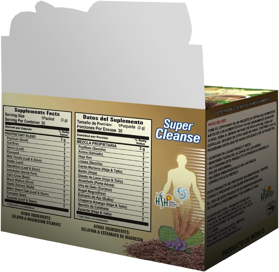 Herbal Solutions Super Cleanse: 15-Day Extra Strength Detox Program for Complete Digestive System Cleansing