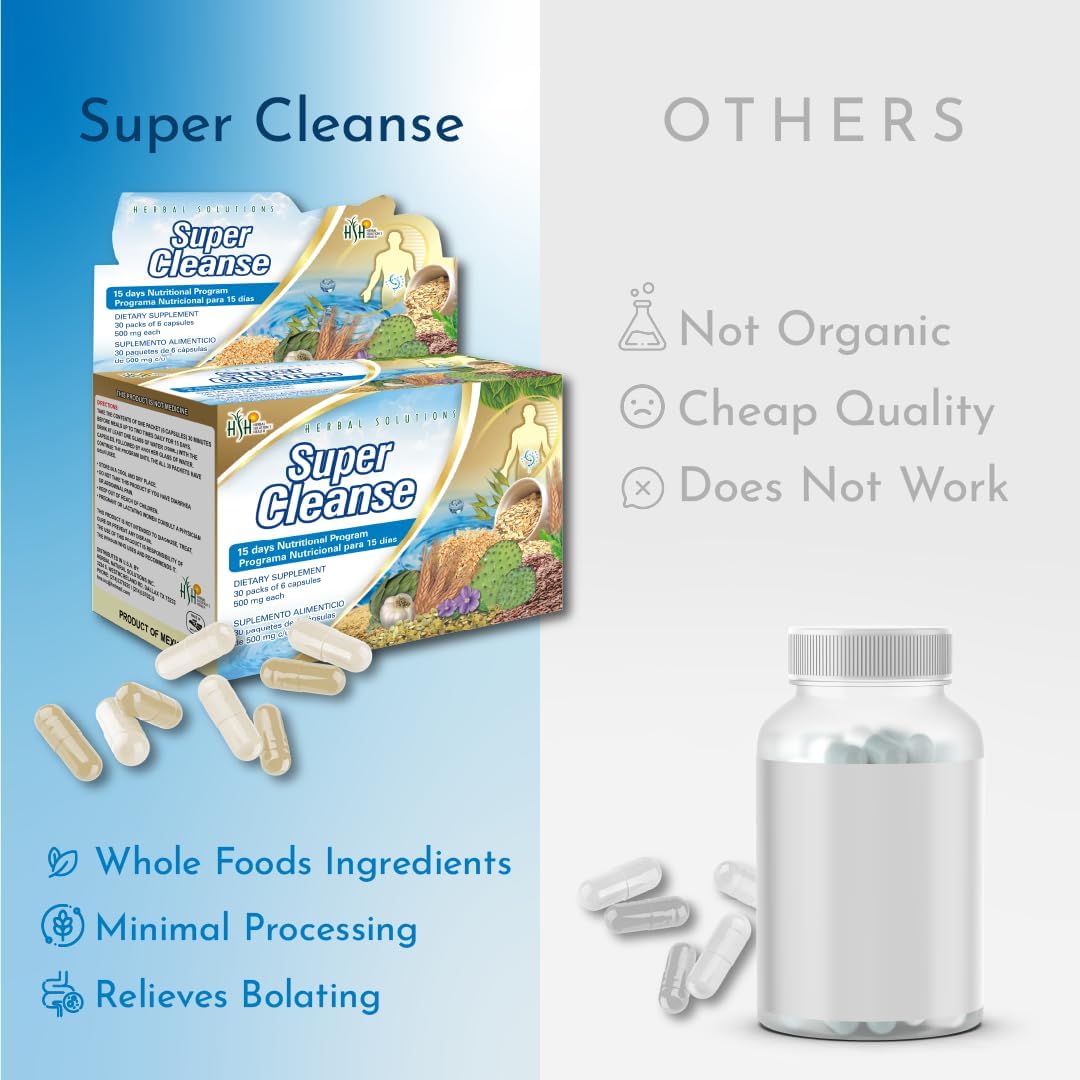 Herbal Solutions Super Cleanse: 15-Day Extra Strength Detox Program for Complete Digestive System Cleansing